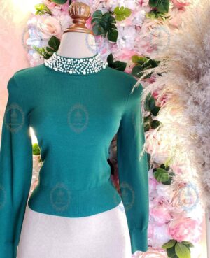 sueter cuello perlas