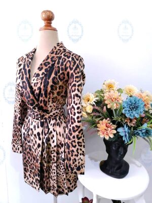 Vestido Gabardina 1/2 plisado animal print
