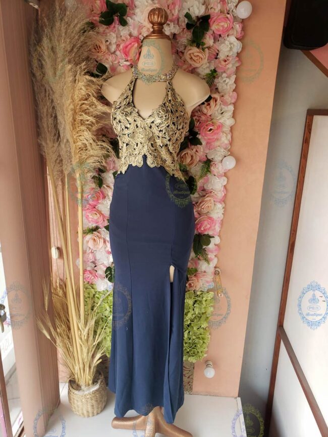 vestido largo escote encaje