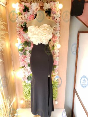 vestido largo flor lentejuela