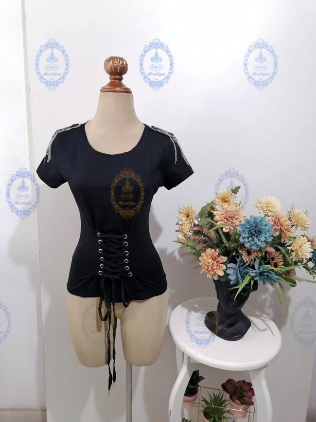 blusa ajustable hombros aplicación