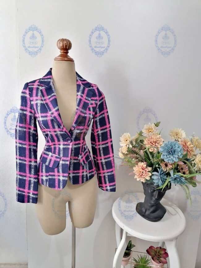 blazer cuadros bicolor