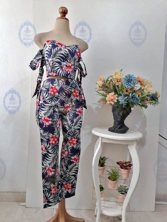 coordinado top y pantalón flores
