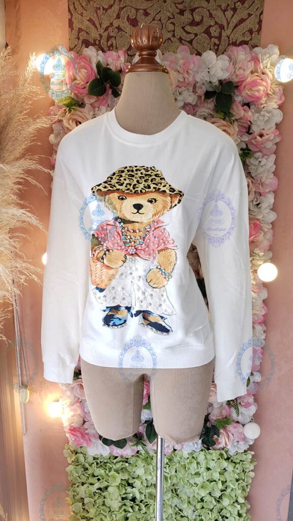 suéter oso pedrería perlas