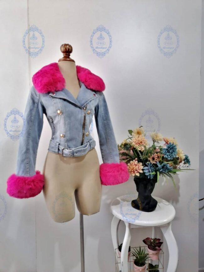 chamarra mezclilla cuello y puños peluche